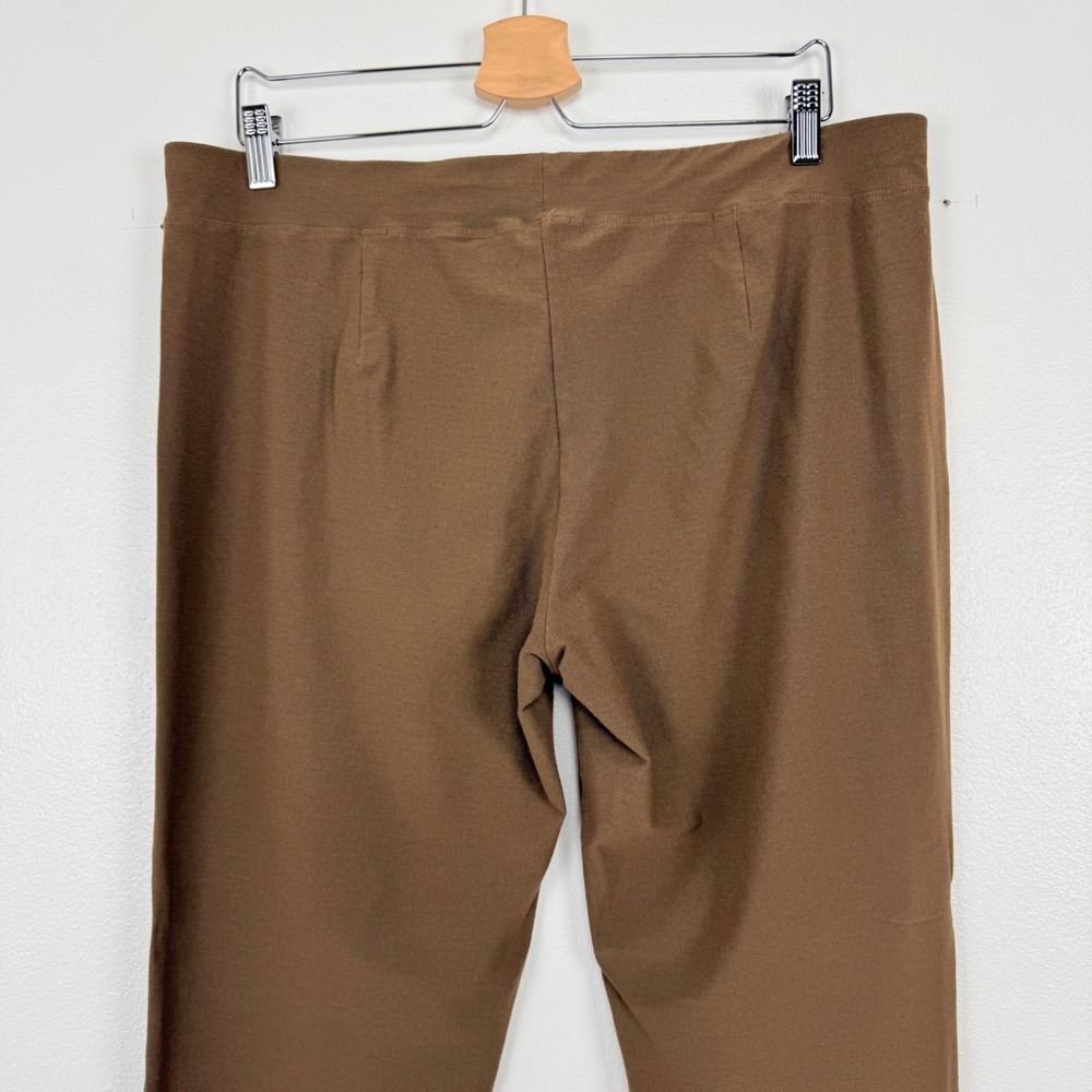 Eileen Fisher Washable Stretch Crepe Ankle Pants Women L Brown Pull On Neutral - Picture 7 of 15